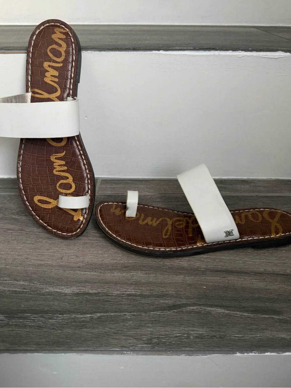 White Double-Strap Slide Sandals by Sam Edelman